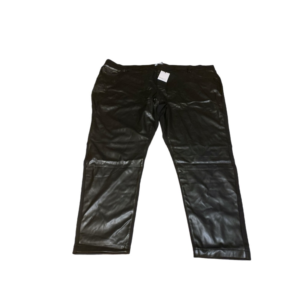 StyleList by Micaela Womens  Faux Leather Front Leggings Pants 30x28 NWT